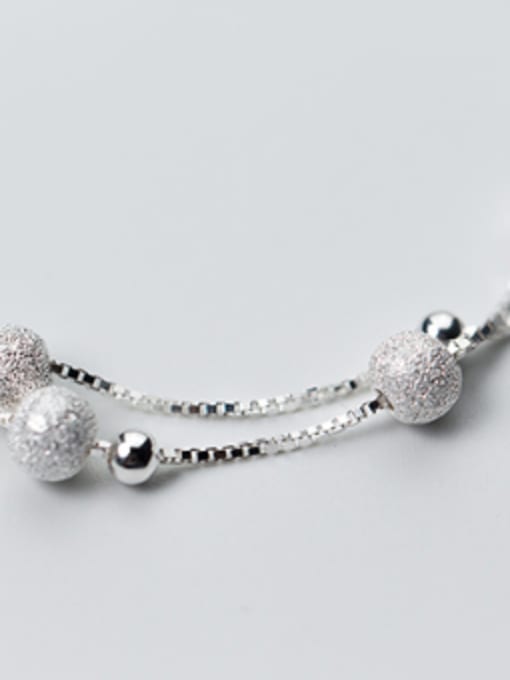 Rosh S925 silver matte smooth balls fashion double chain bracelet 2