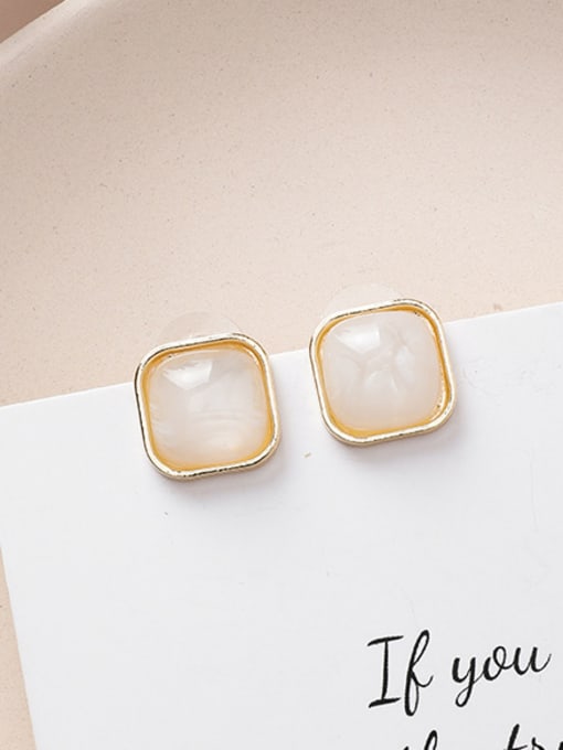 A Beige Alloy With Gold Plated Simplistic Geometric Stud Earrings