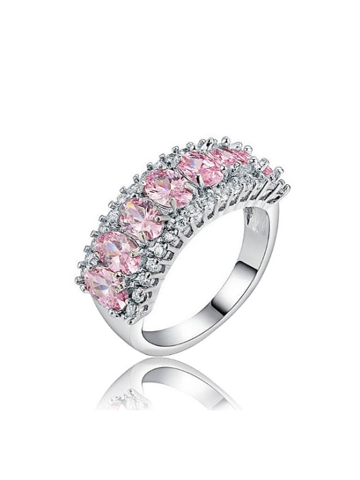 Pink Fashion Oval Zirconias-accented Copper Ring