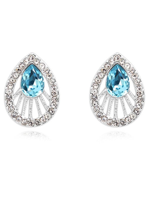 light blue Fashion austrian Crystals Water Drop Alloy Stud Earrings