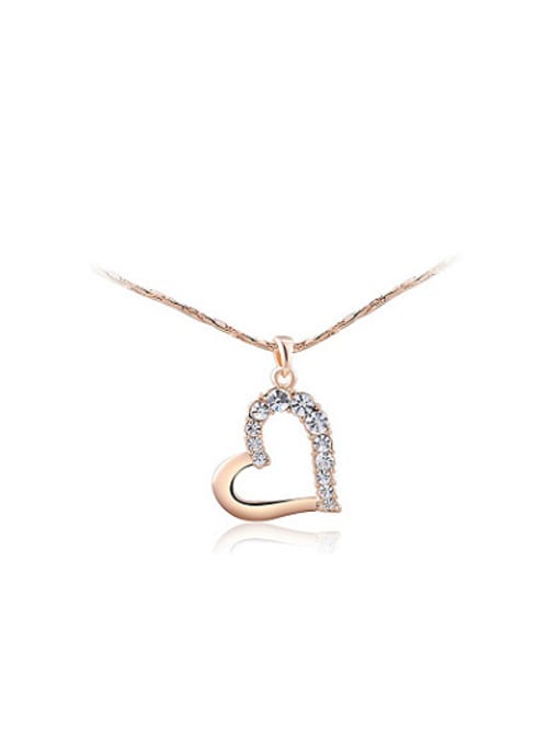 Rose Gold Elegant Heart Shaped Austria Crystal Necklace
