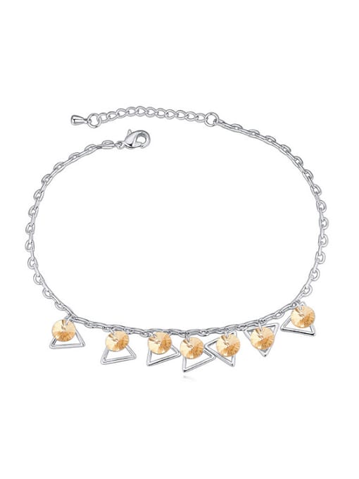 QIANZI Simple Hollow Triangles Shiny austrian Crystals Alloy Anklet 0