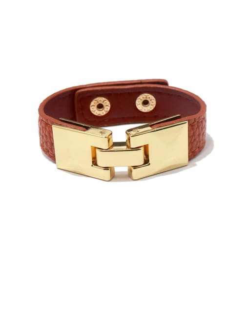 gold brown Alloy With Gold Plated Punk Fringe Artificial Leather Bangles