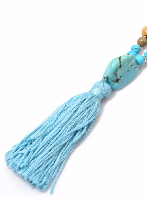 handmade Shining Natural Stones Cloth' Accessories Tassel Necklace 2