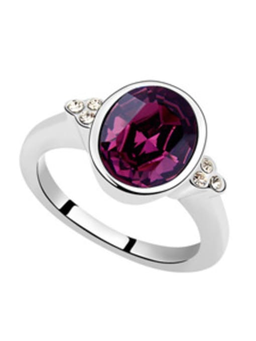 Purple Simple Oval Shiny austrian Crystal Alloy Ring