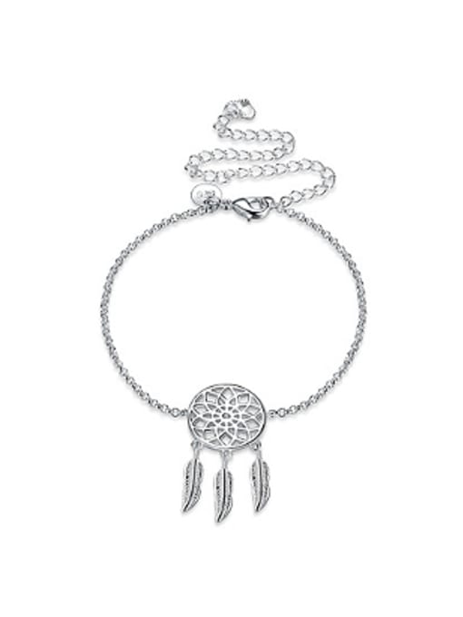 OUXI Ethnic style Hollow Round shape Feathers Anklet