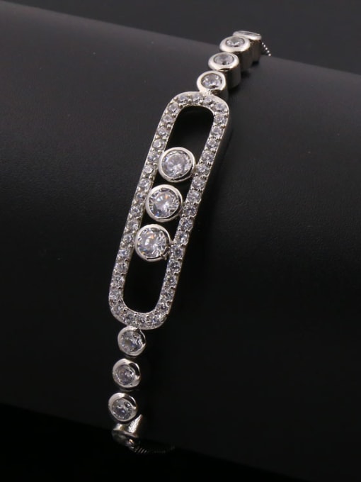 Silvery Rectangular Zircon Bracelet