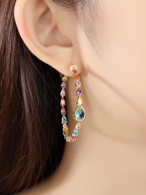 BLING SU Copper With Cubic Zirconia Delicate Water Drop Hoop Earrings 1