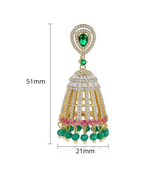 BLING SU Copper With Gold Plated Ethnic Color Wind Chimes Chandelier Earrings 3