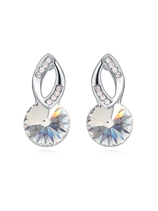 QIANZI Simple Round austrian Crystals Alloy Stud Earrings