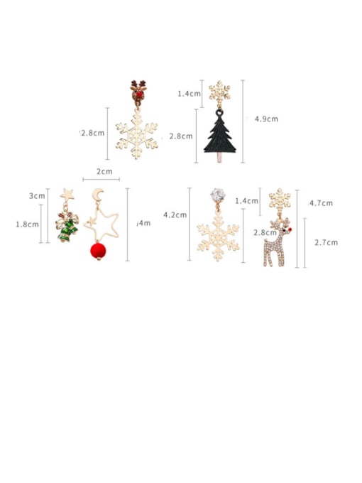 Girlhood Alloy With Rose Gold Plated Fashion Asymmetry Snowflake Christmas Tree Elk Ear Studs  Drop Earrings 3