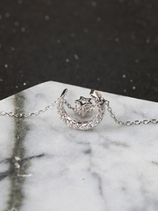 Peng Yuan Moon Star Zircon Silver Necklace 2