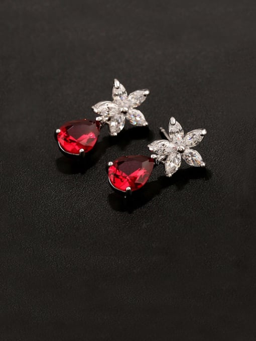 Qing Xing Quality Of Zircon Flower Fashion stud Earring 0