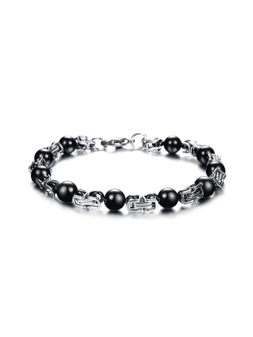 Open Sky Personalized Black Beads Titanium Bracelet 0