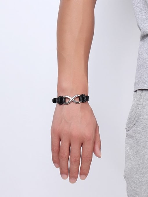 black Fashion Number Eight Shaped Artificial Leather Bracelet