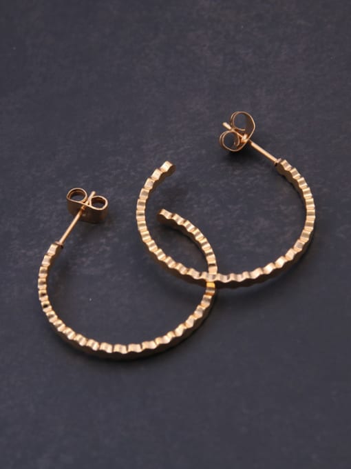 GROSE Titanium With Rose Gold Plated Simplistic  Irregular Polygon  Hoop Earrings 1
