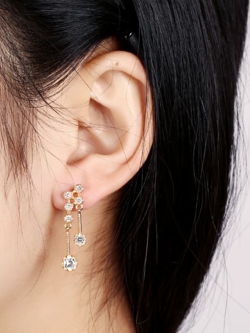 Qing Xing 925 Jewelry Silver  Anti-allergic Tassel drop earring 1