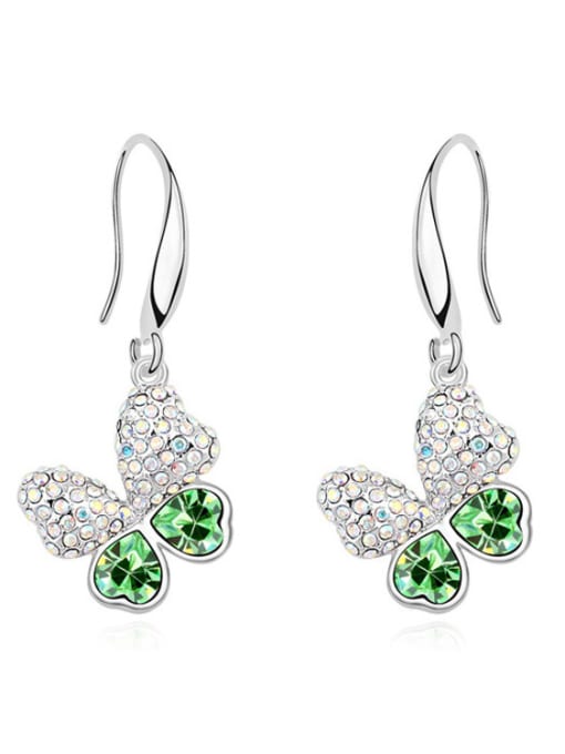 green Fashion austrian Crystals-covered Butterfly Alloy Earrings