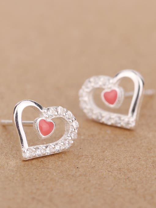 Red Tiny Heart shaped stud Earring