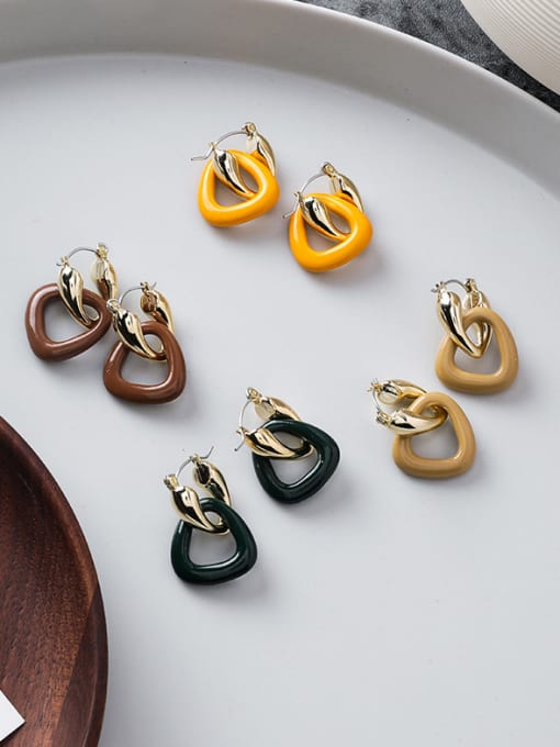 Girlhood Alloy With Gold Plated Simplistic Geometric Clip On Earrings 1