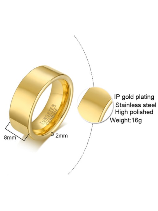 CONG Stainless Steel With Gold Plated Simplistic Smooth Round Men Rings 2