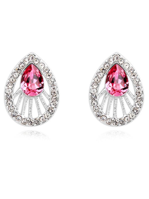 pink Fashion austrian Crystals Water Drop Alloy Stud Earrings