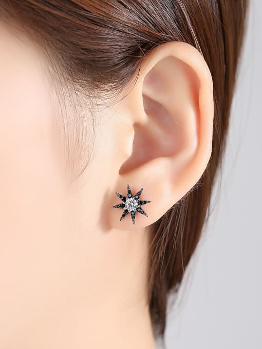 BLING SU Copper With Cubic Zirconia Trendy Star Party asymmetric Stud Earrings 2