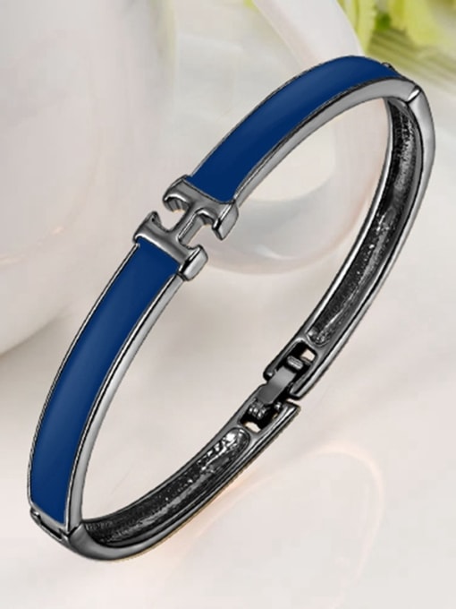 blue Black Gun Plated H Shaped Acrylic Bangle