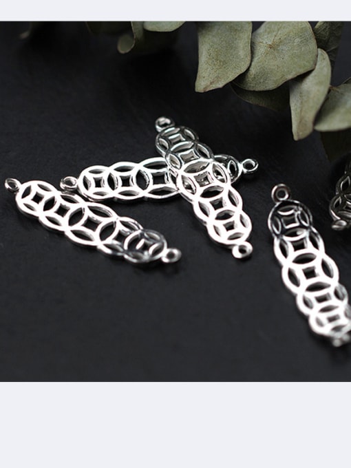 FAN 925 Sterling Silver With Silver Plated Personality Geometric  Connectors 1