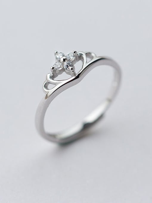 Rosh High Quality Crown Shaped S925 Silver Rhinestone Ring 0