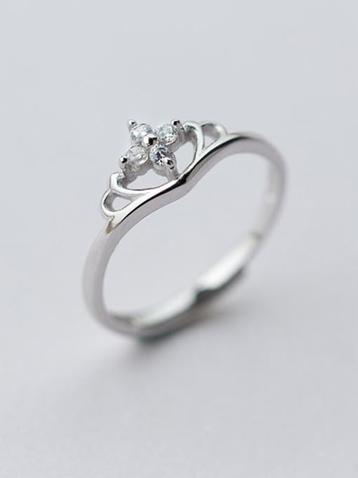 Rosh High Quality Crown Shaped S925 Silver Rhinestone Ring