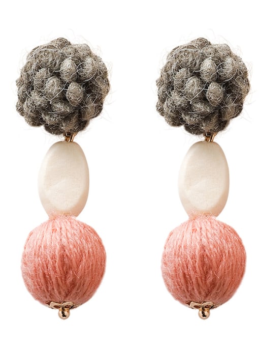 Girlhood Alloy With  Plush Flower  Simplistic  Wool Ball  Drop Earrings 1