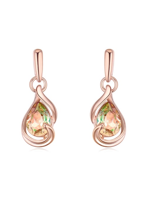 QIANZI Fashion Water Drop austrian Crystals Rose Gold Plated Earrings 1