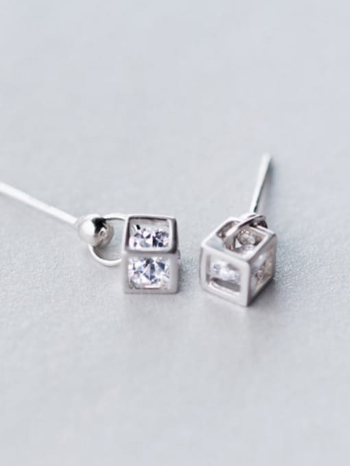 Rosh S925 Tremella nail Mori sweet female diamond love Rubik's cube short ear E3003 cuff earring 2