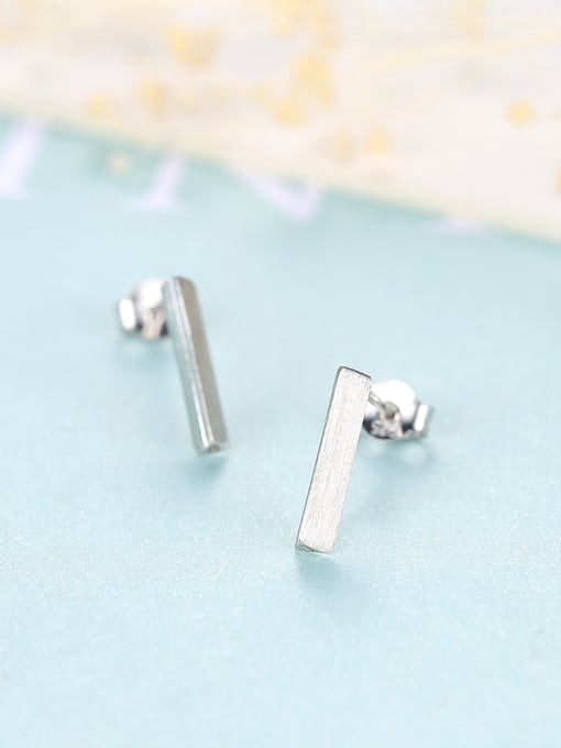CCUI 925 Sterling Silver With Glossy Simplistic Geometric Stud Earrings 2