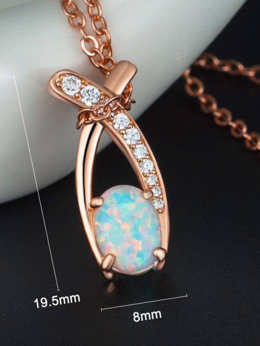 UNIENO Rose Gold Plated Opal Stone Necklace 2