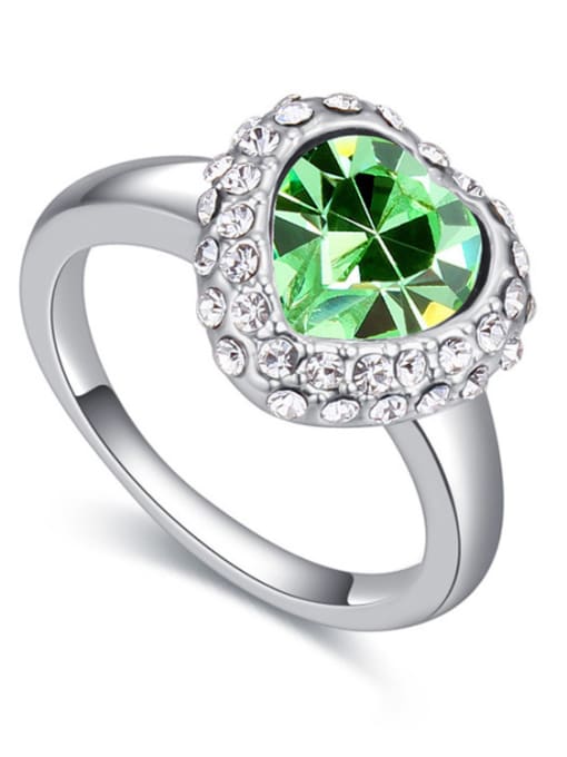 green Fashion Heart Cubic austrian Crystals Alloy Ring