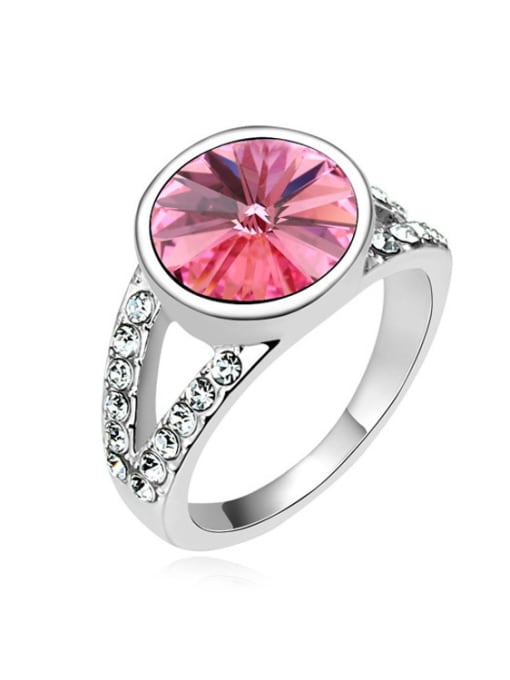pink Simple Cubic austrian Crystal Platinum Plated Alloy Ring