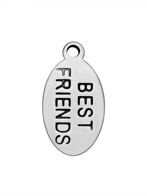 XVC219-1 Stainless Steel With Simplistic Oval with best friends words Charms