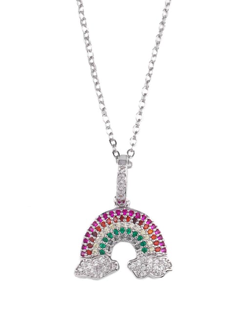 Nkp32 rainbow Necklace Silver Copper With Cubic Zirconia Fashion Moon/Rainbow Necklaces