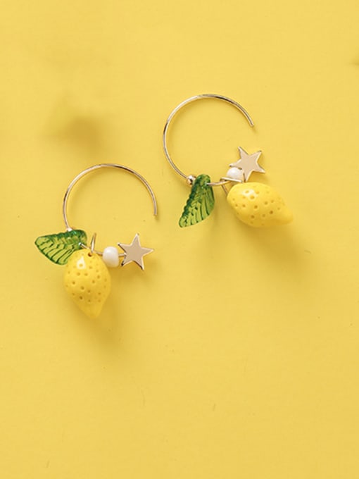 B yellow Alloy With Rose Gold Plated Cute Friut Hook Earrings