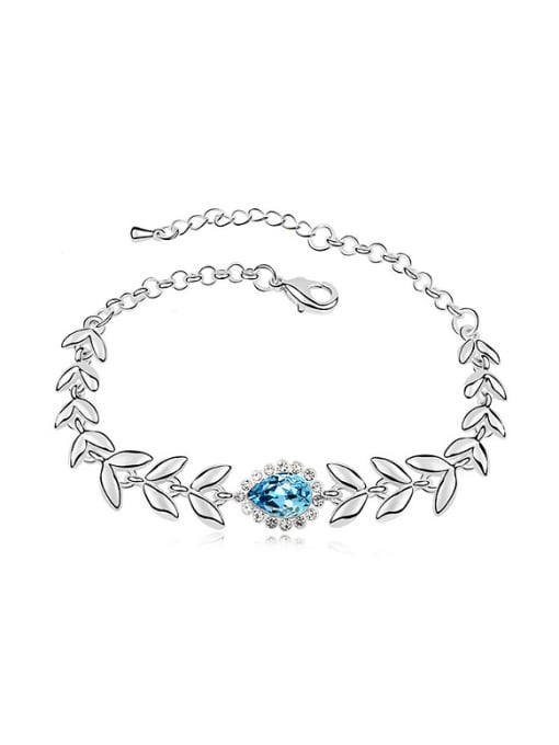 blue Fashion Water Drop austrian Crystals Leaves Alloy Bracelet