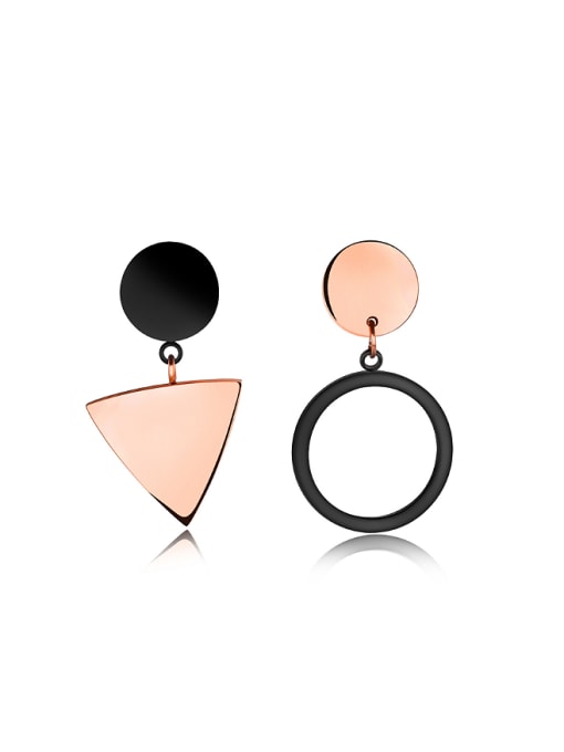 Open Sky Asymmetrical Round Triangle Titanium Stud Earrings 0