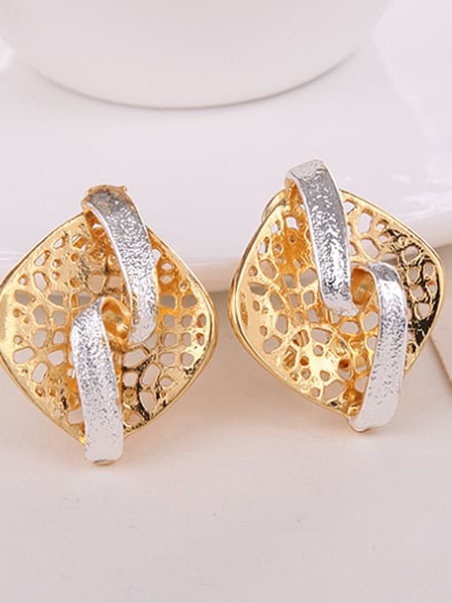 BESTIE Alloy Imitation-gold Plated Fashion Hollow Square Two Pieces Jewelry Set 2