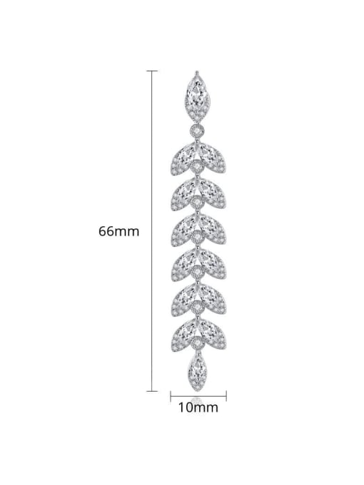 BLING SU Copper With Platinum Plated Simplistic Leaf Chandelier Earrings 3