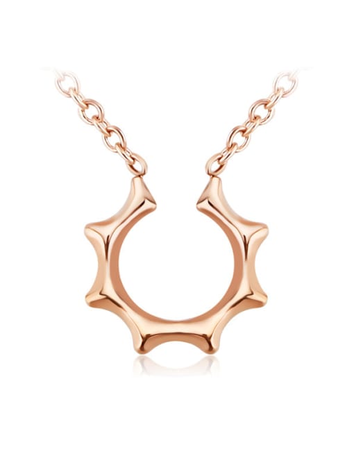 OUXI Titanium Fashion Rose Gold  U Shaped  Necklace 1