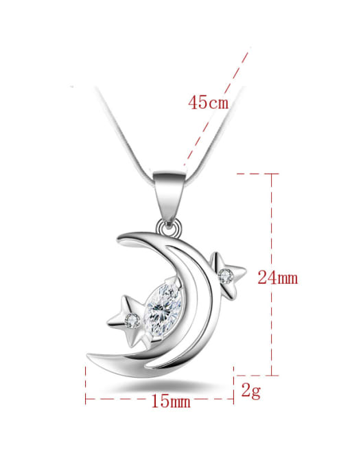 Ya Heng Fashion Marquise Zircon Moon Star Pendant Copper Necklace 3