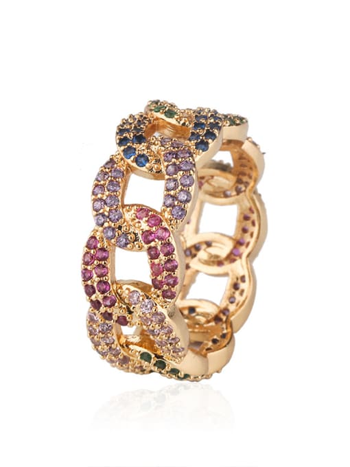 gold Copper With Cubic Zirconia Fashion Geometric Multistone Rings