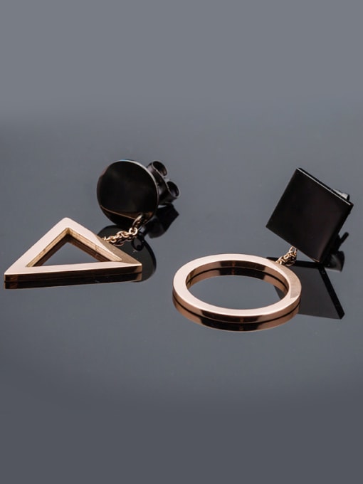 OUXI 18K Rose Gold Triangle Shaped Titanium Steel drop earring 0