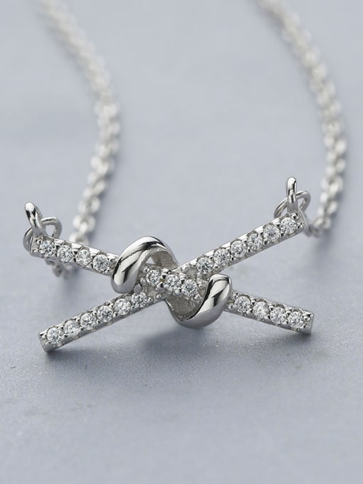 One Silver 925 Silver X Shaped Necklace 2